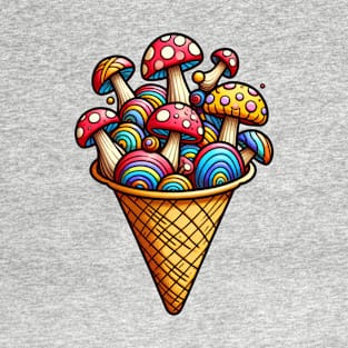 ice cream cone with candy mushrooms T-Shirt